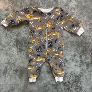 Organic Cotton Leopard Print Baby Romper / One-Piece 3mo